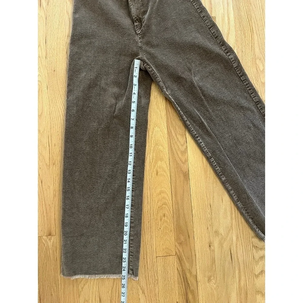 Shop‎ Stevie Womens Brown Corduroy High Rise Wide Leg Raw Hem Pants T1581 Size M